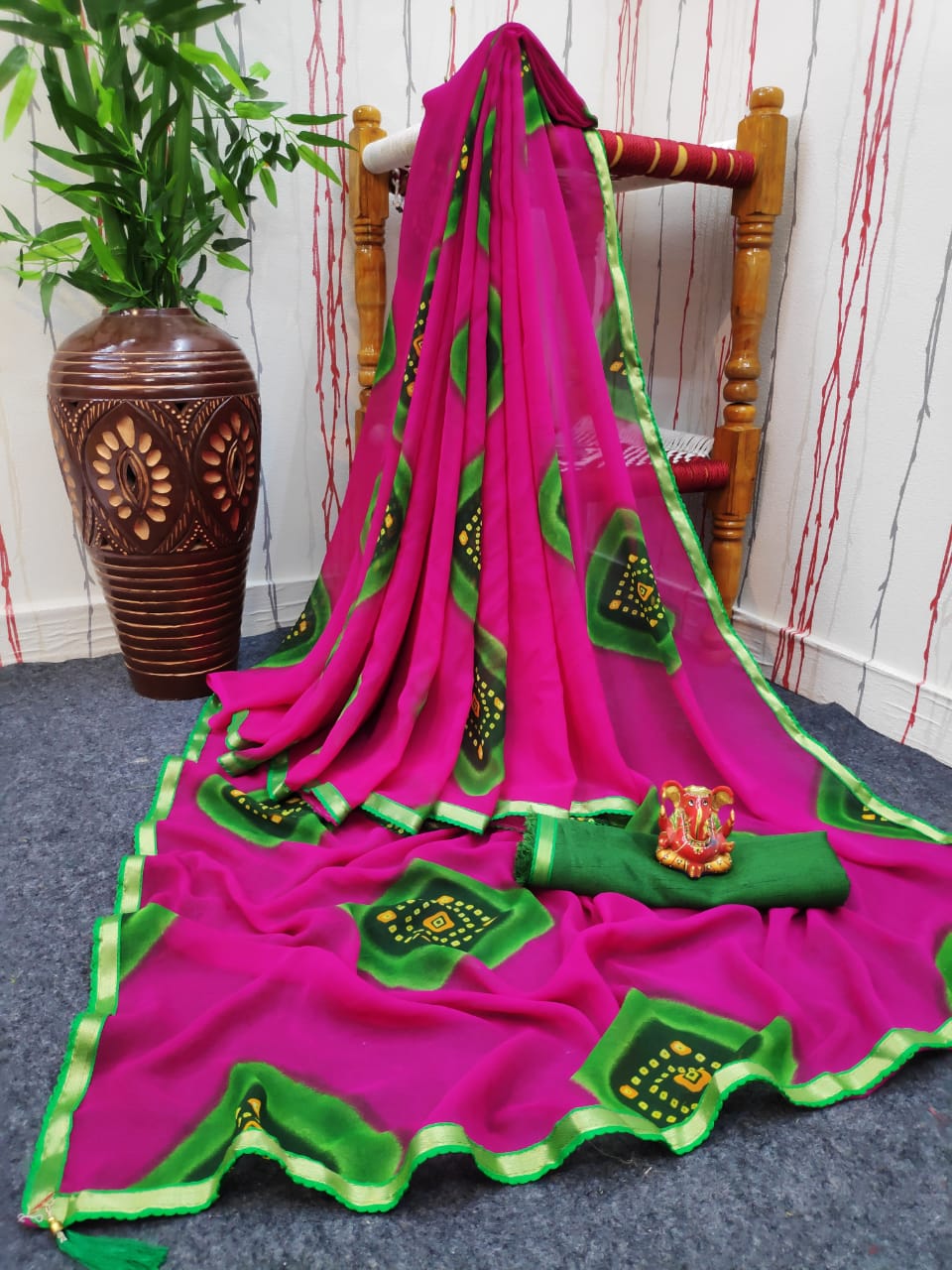 Shree 68 Casual Wear Printed Bandhani Georgette Designer Saree Collection